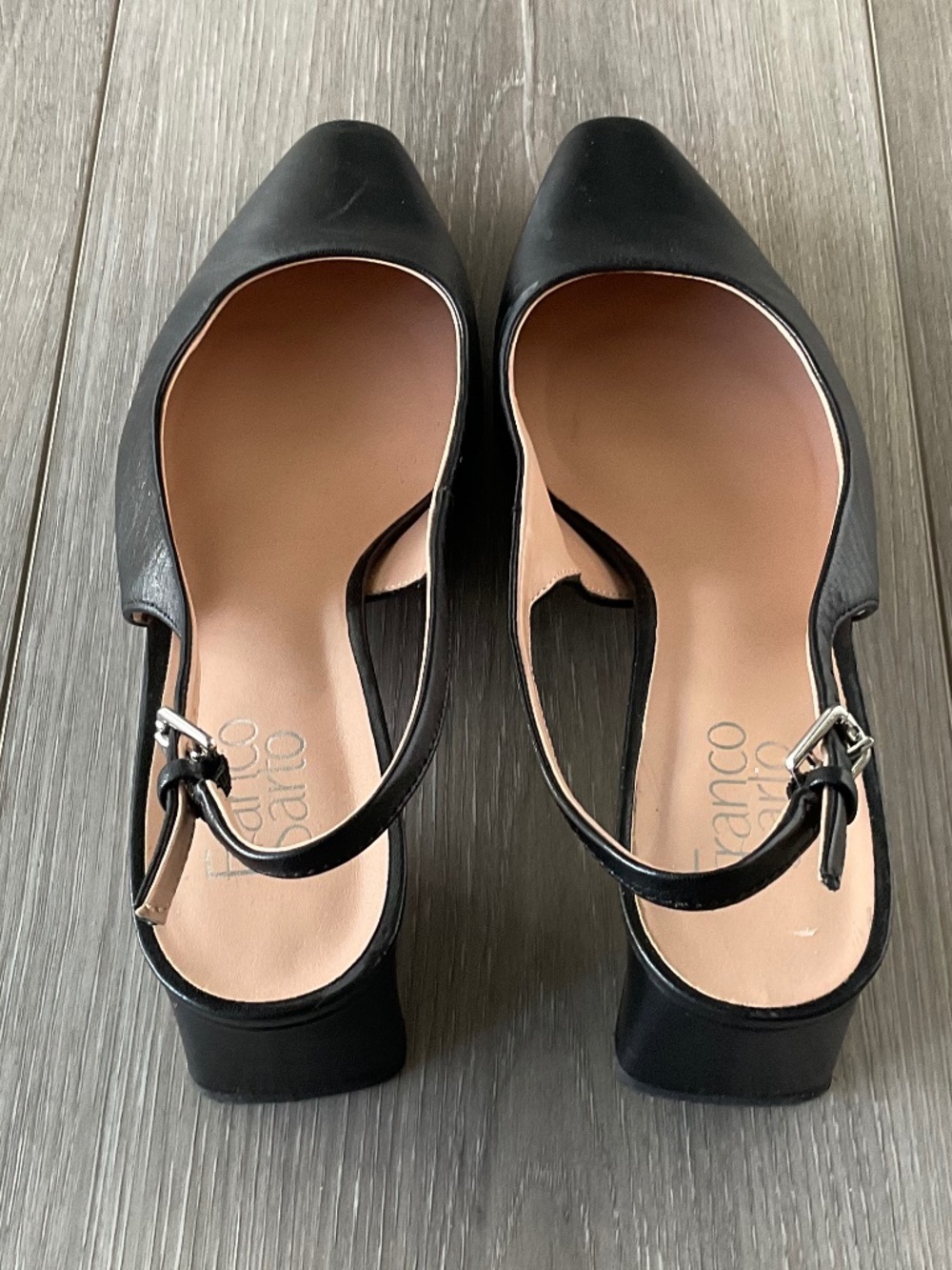 FRANCO SARTO Jacer Slingback Pump Block Heel in Black Leather Size 9.5 - Picture 5 of 14